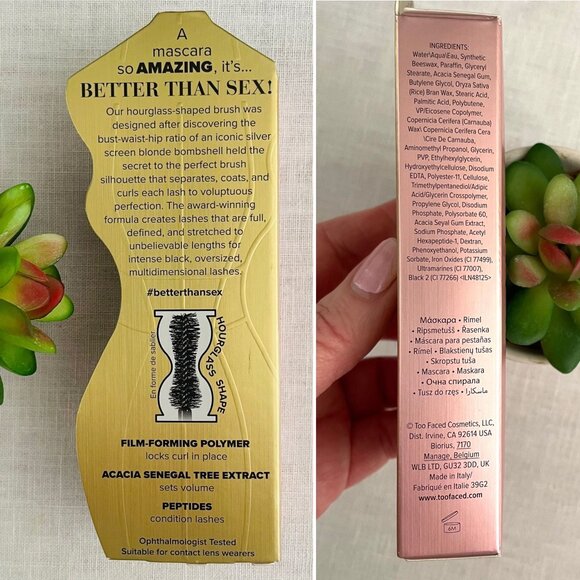 Too Faced Better Than Sex Black Mascara Full Size 0.27 Fl Oz - Picture 2 of 8